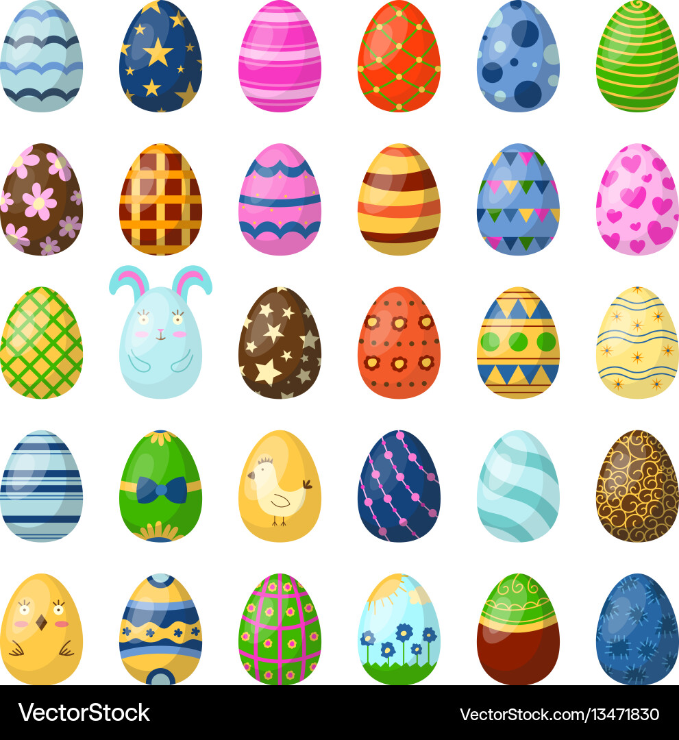 Easter eggs painted with spring pattern Vector Image