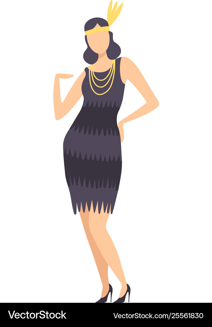 Elegante Frau in schwarzem Retro-Kleid und Vintage Elegante Frau in schwarzem Retro-Kleid und Vintage vektorbild