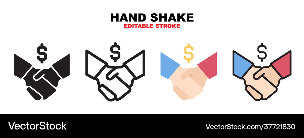 Hand shake icon set with different styles Hand shake icon set with different styles vector image