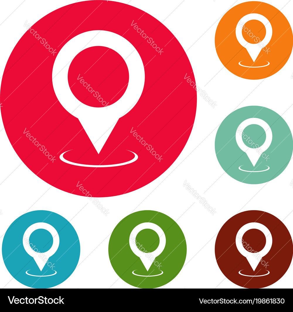 Map pointer icons circle set vector image