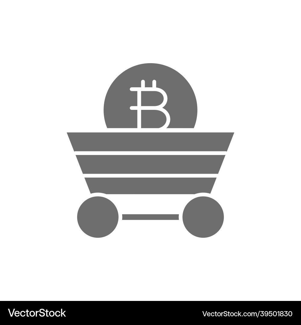 Miner trolley with bitcoin coin blockchain Miner trolley with bitcoin coin blockchain vector image