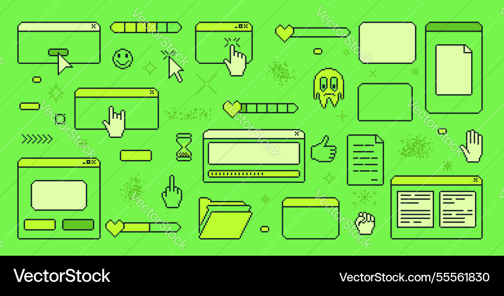 Pixel art retro windows interface 8 bit text Pixel art retro windows interface 8 bit text vector image