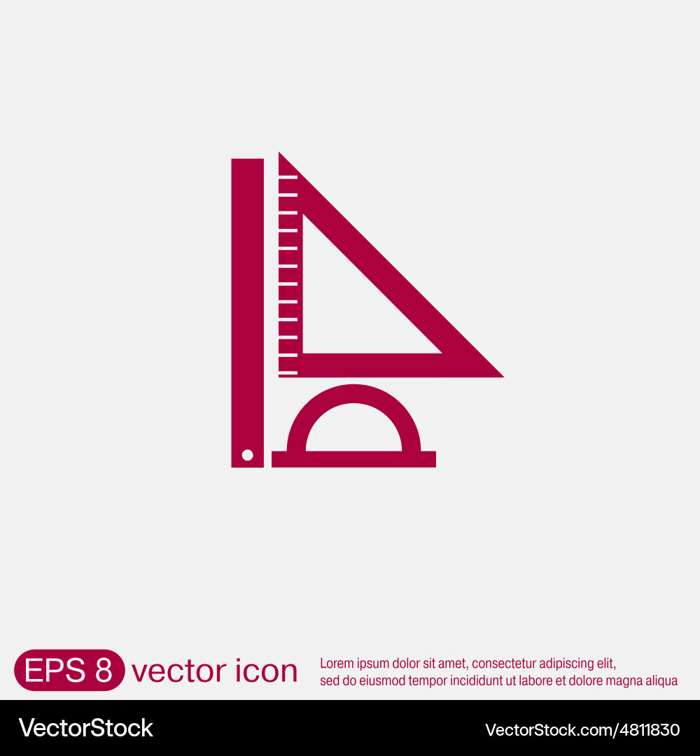 Ruler protractor triangle symbol of geometry Vector Image