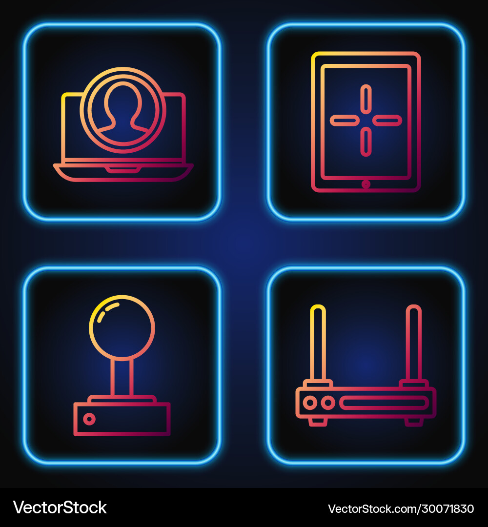 Set line router and wi-fi signal joystick vector image