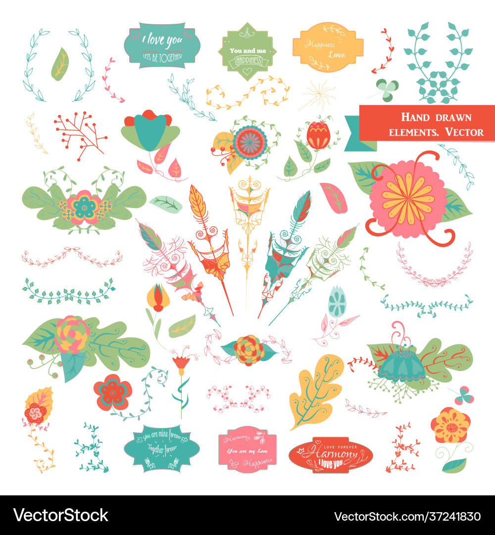 Set ornate frames and scroll elements Set ornate frames and scroll elements vector image