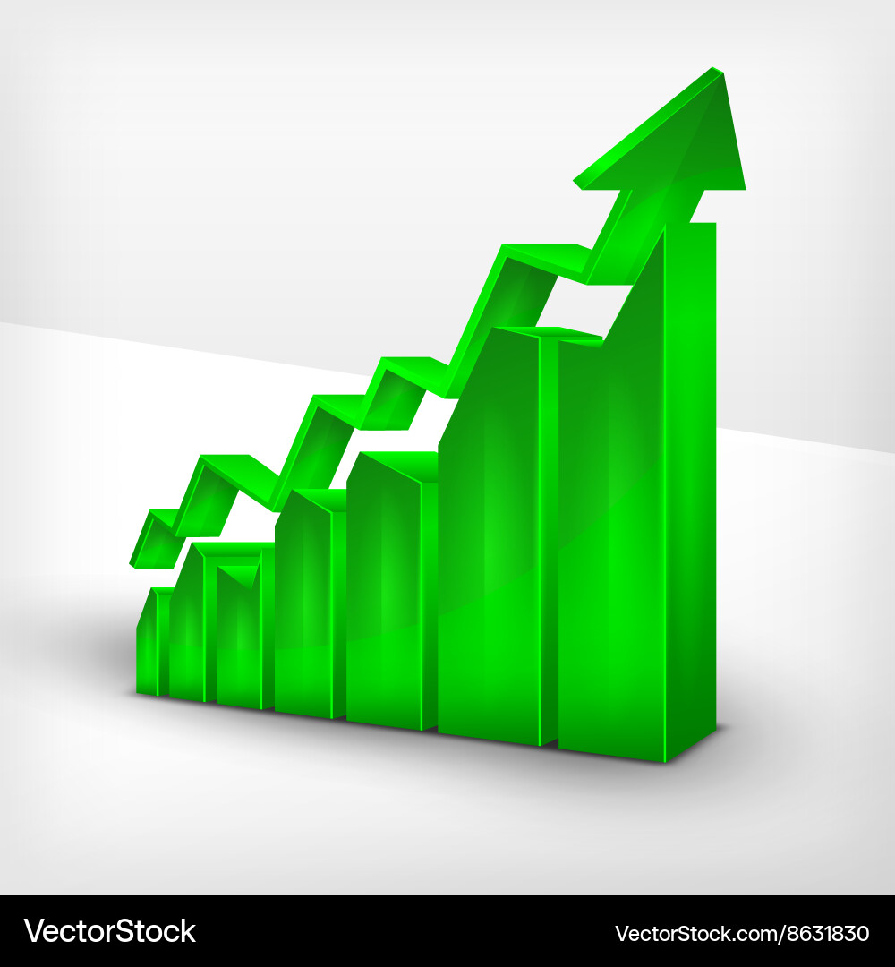 Statistic green chart with arrow Vector Image