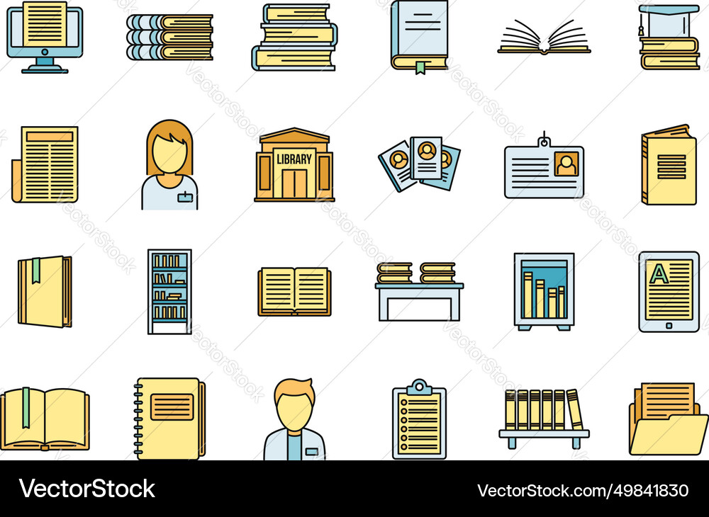 University library icons set color University library icons set color Vector Image