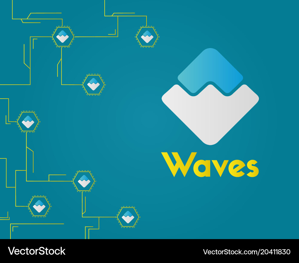 Waves blockchain circuit technology style Vector Image