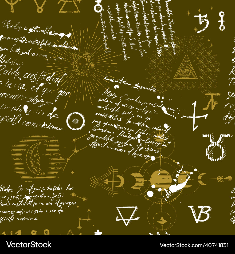 A pattern with an esoteric manuscript A pattern with an esoteric manuscript vector image