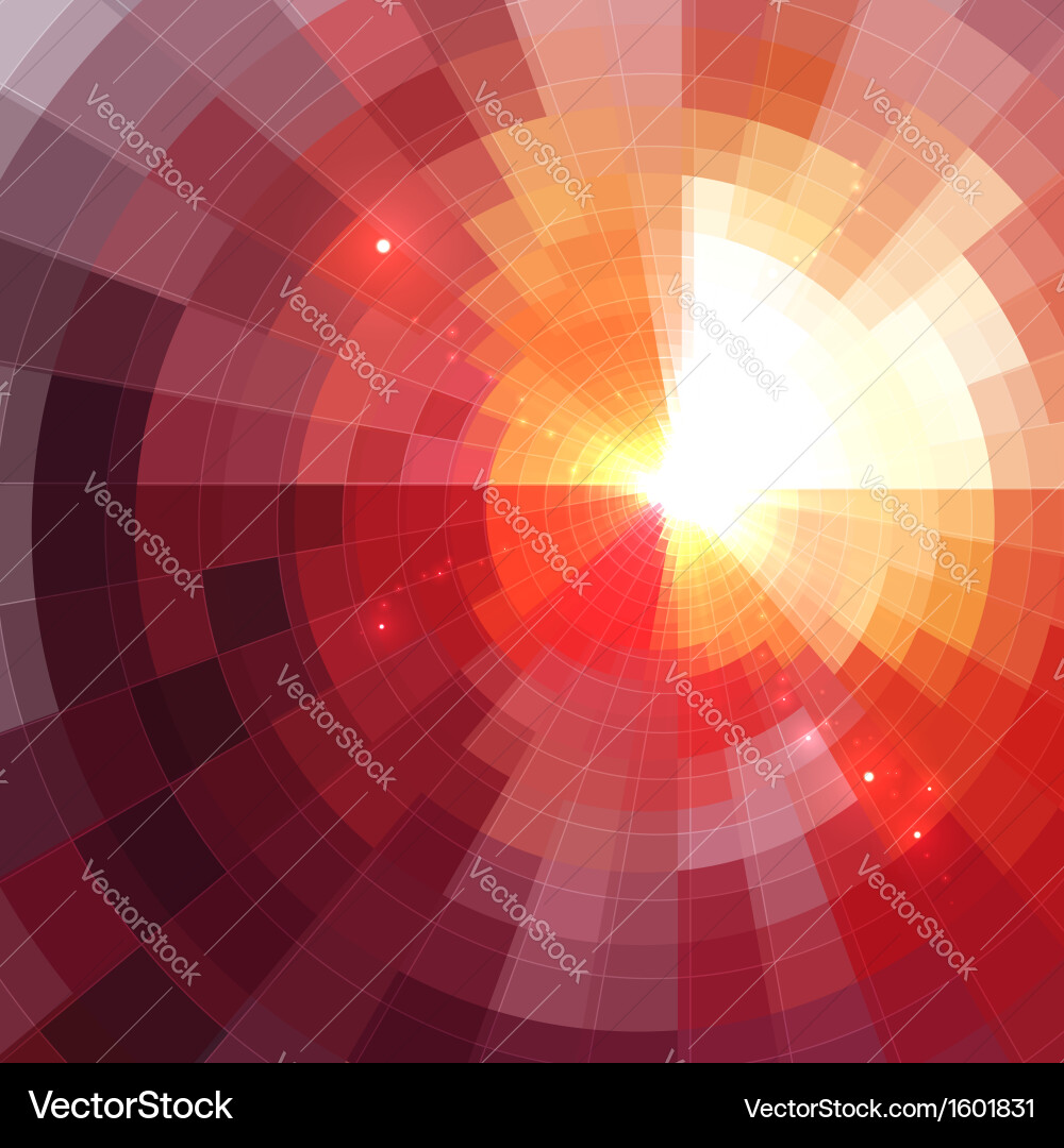 Abstract red shining circle tunnel background vector image