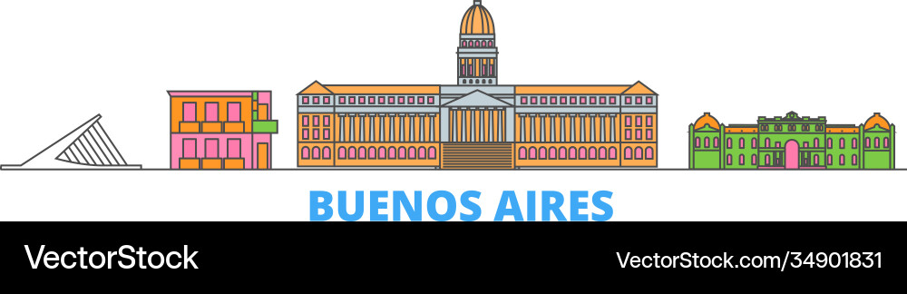 Argentinien buenos aires line cityscape flat Argentinien buenos aires line cityscape flat vektorbild