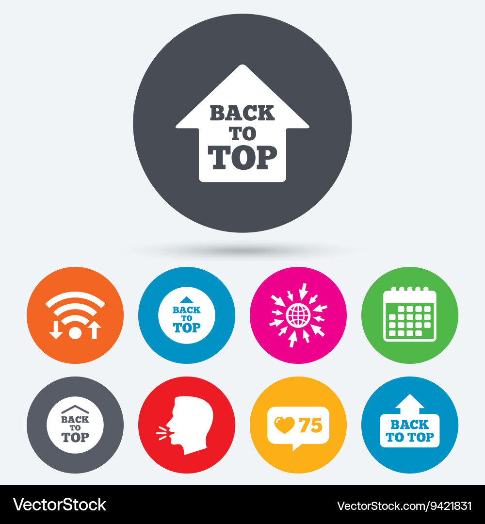 Back to top signs scroll up with arrow Vector Image