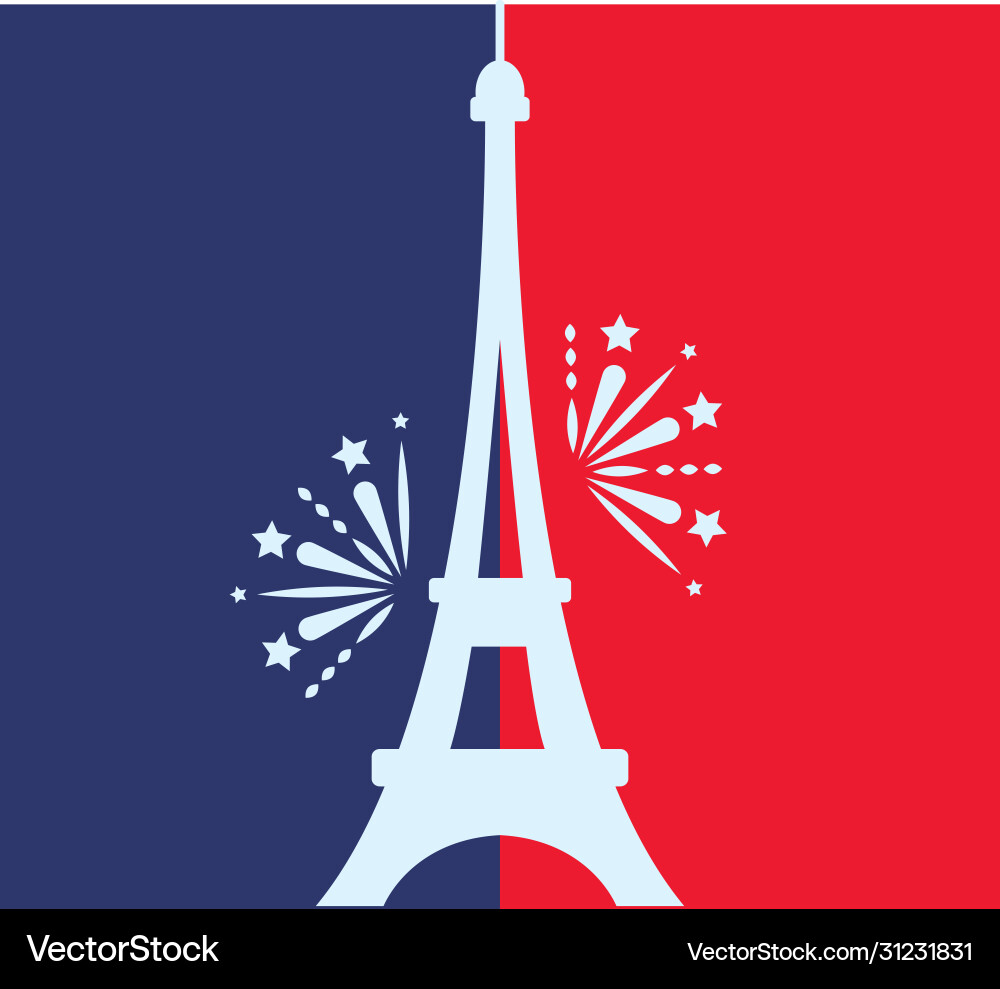 Bastille day concept flag with eiffel tower Vector Image