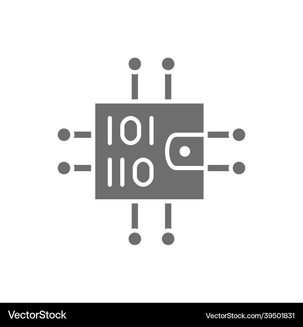 Binary wallet with closed contacts blockchain vector image