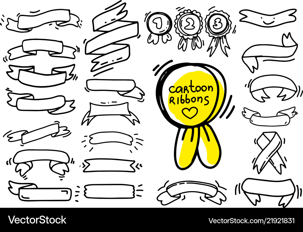 Collection of ribbons drawing in cartoon style Collection of ribbons drawing in cartoon style vector image