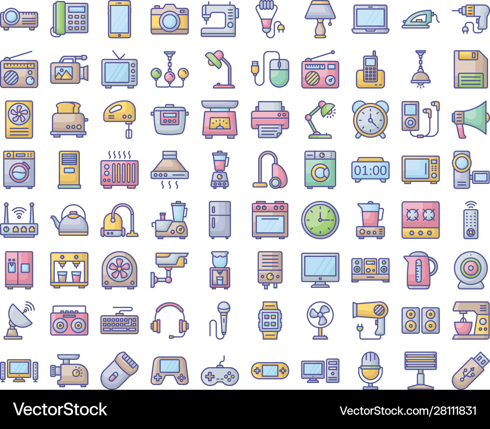 Electronics isolated icons set every singl Electronics isolated icons set every singl vector image
