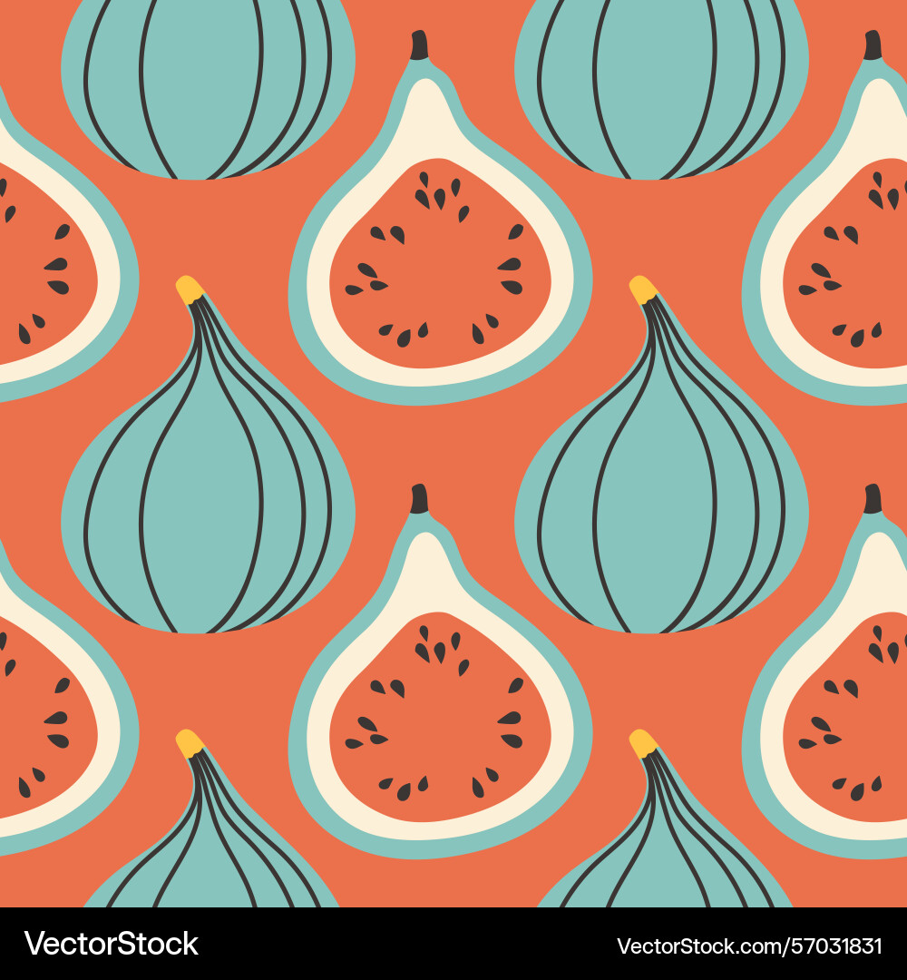 Fig summer pattern on red background simple Fig summer pattern on red background simple vector image