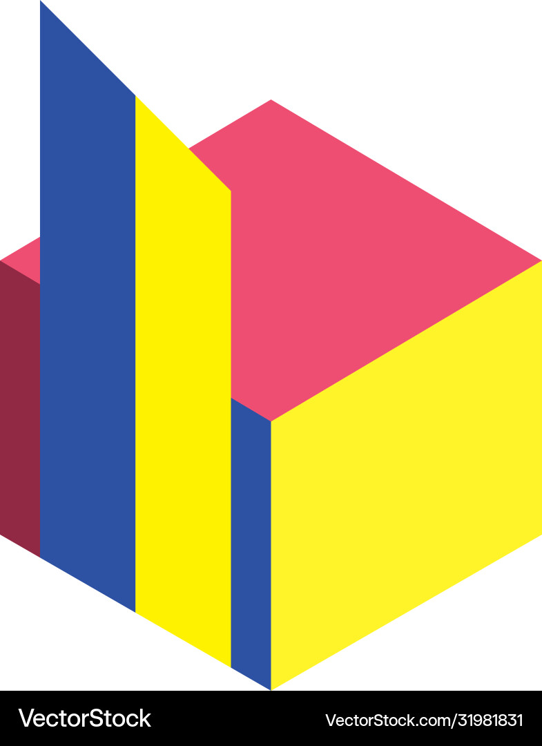 Geometric and abstract 3d cube flat style icon Geometric and abstract 3d cube flat style icon vector image