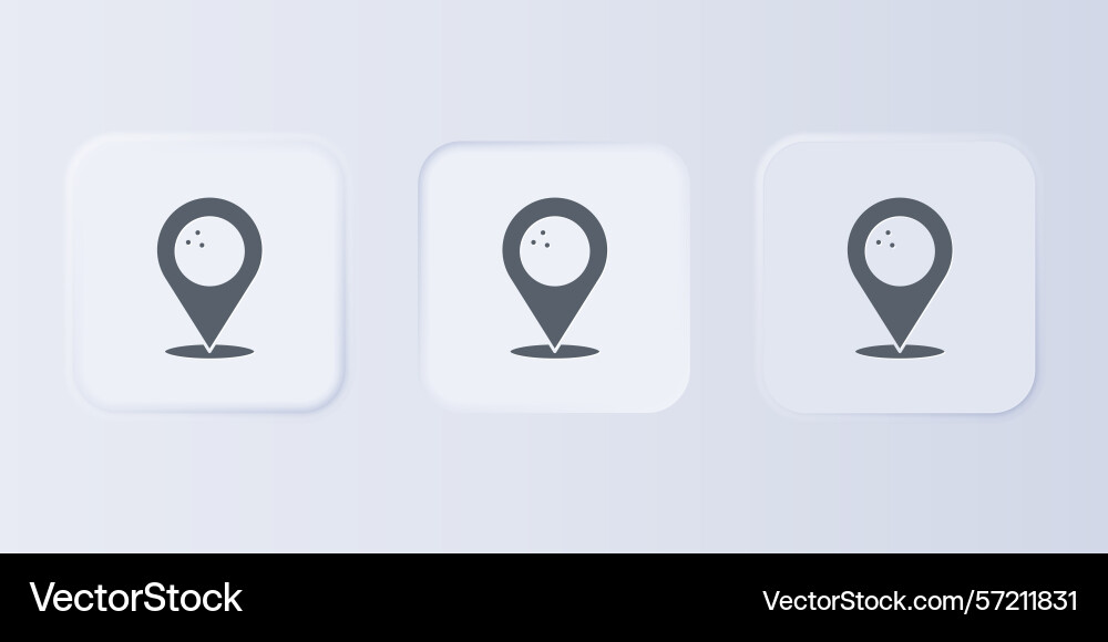 Grey map pointer with bowling ball icon isolated Vector Image