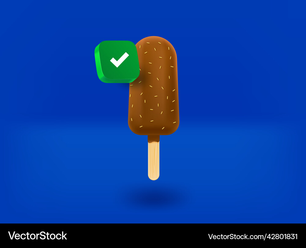 Ice cream with checkmark icon 3d Vector Image