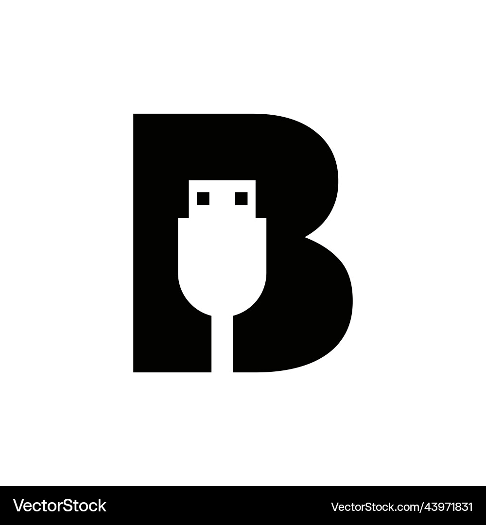 Initial letter b usb symbol design computer vector image