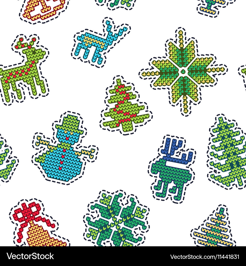 Knitted Christmas Patch Pattern Vector Image