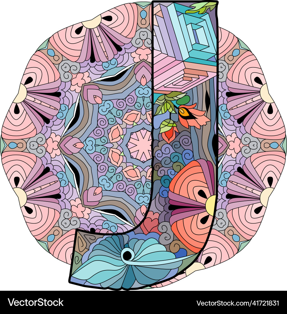 Letter j monogram on mandala engraving design Letter j monogram on mandala engraving design vector image