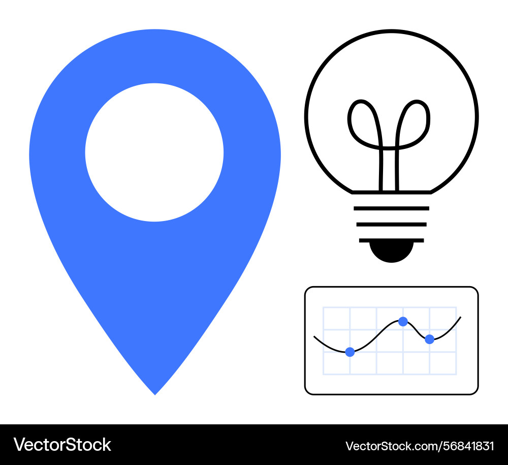 Location marker lightbulb and chart with data Location marker lightbulb and chart with data vector image
