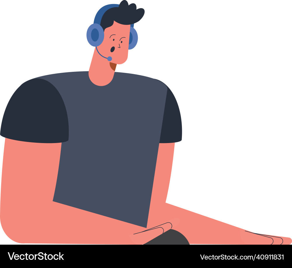 Man working in call center Vector Image