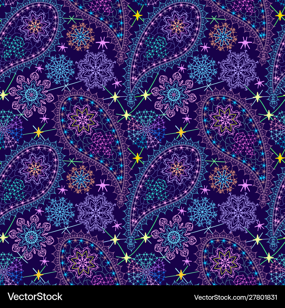 Nahtlose Winterspitze Muster mit Paisley Nahtlose Winterspitze Muster mit Paisley vektorbild