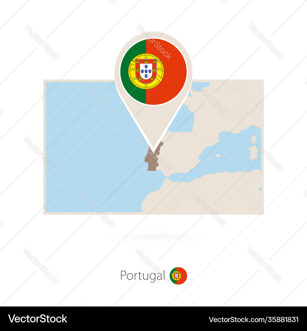 Rectangular map portugal with pin icon Vector Image