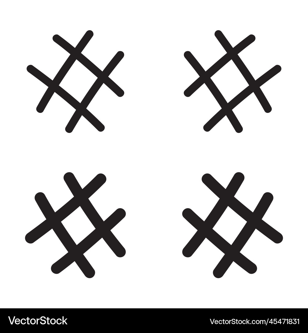 Set of simple hash tag icon flat design Set of simple hash tag icon flat design vector image