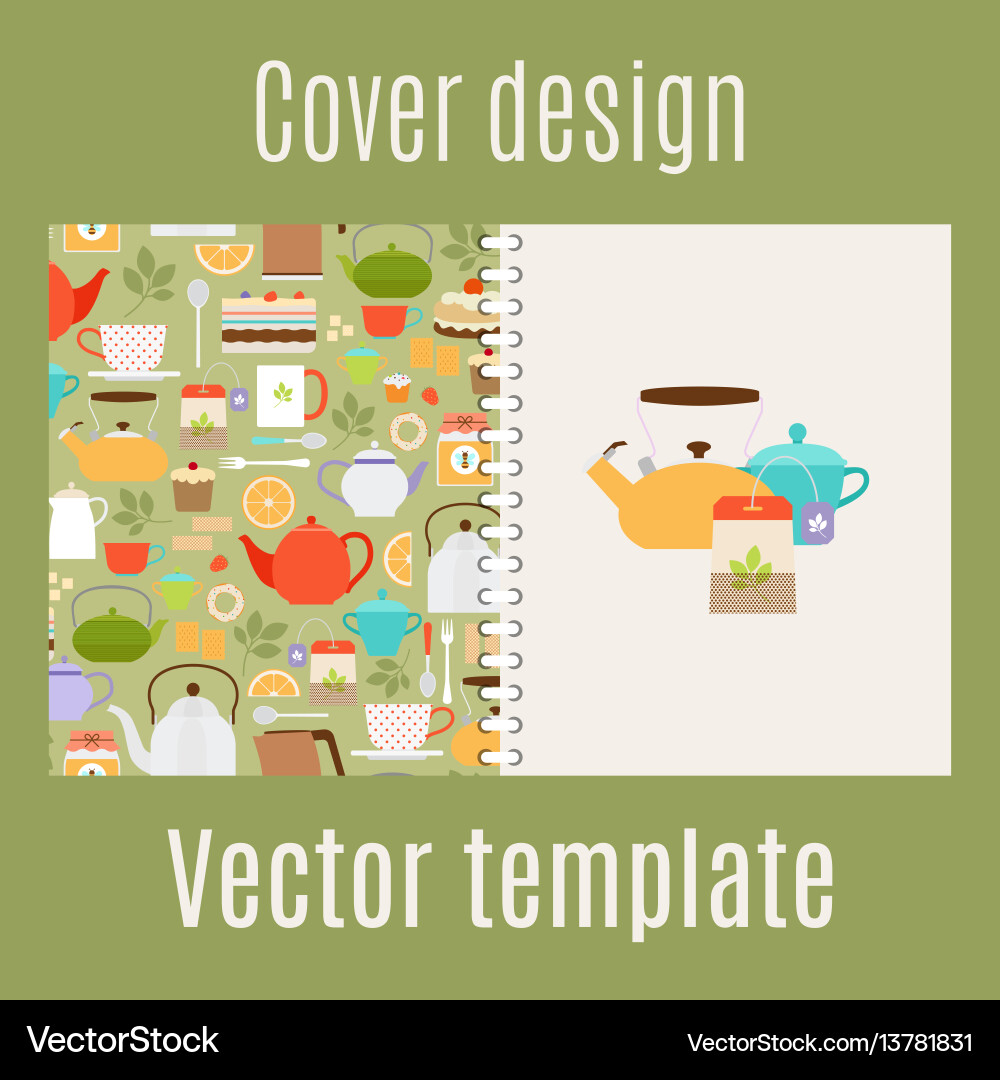 Teapot & Cup Pattern - Cover vector image