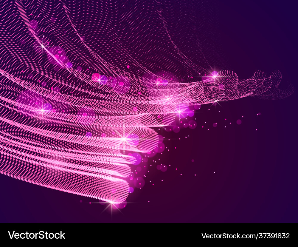 3d magic particles mesh array over dark sound 3d magic particles mesh array over dark sound vector image