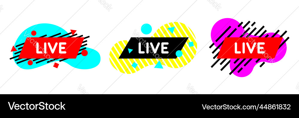 Abstract geometric tag with text live stream Vector Image