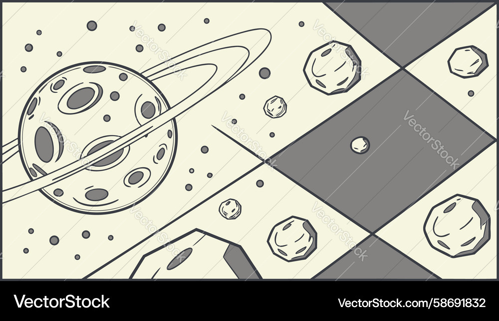 Abstract planetary system with geometric elements Vector Image