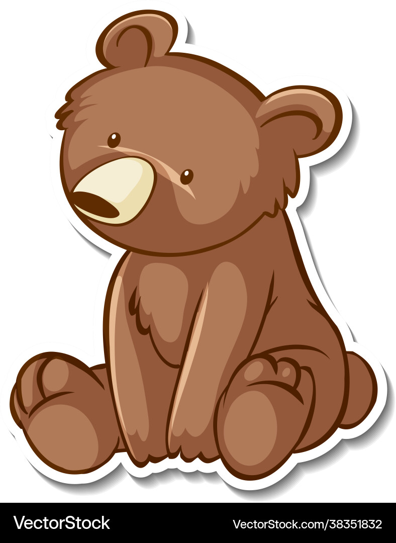 Aufkleber-Design mit grizzly Bär in sitzender Pose Aufkleber-Design mit grizzly Bär in sitzender Pose vektorbild