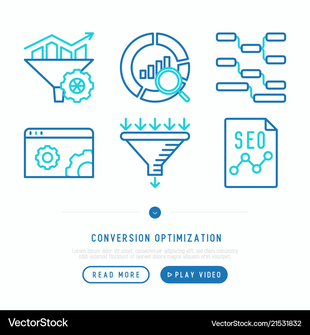 Conversion optimization thin line icons set Conversion optimization thin line icons set vector image