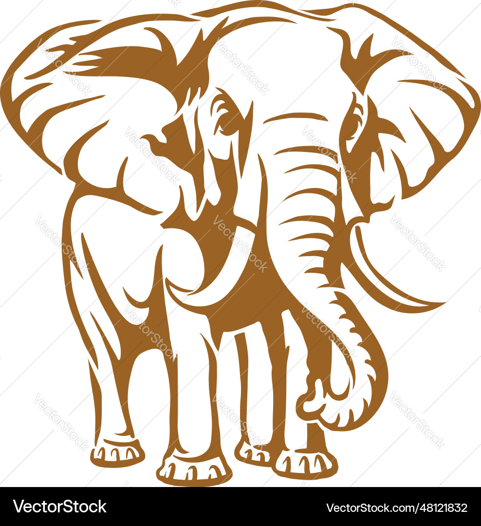 Elephant Stencil Art - Tusker Print Vector Image