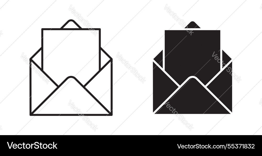Envelope open icon set in thin line for web Vector Image