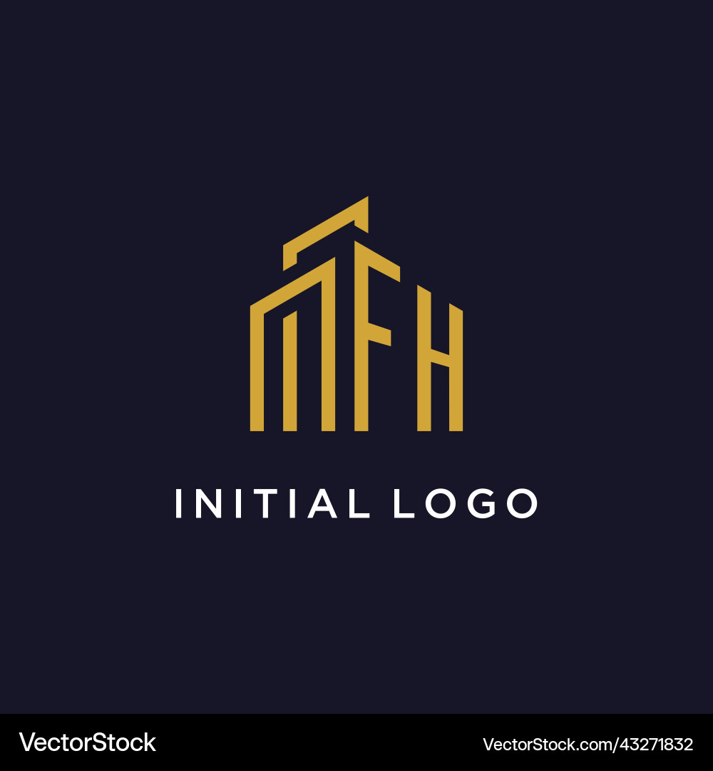 Fh initial monogram with building logo design Vector Image