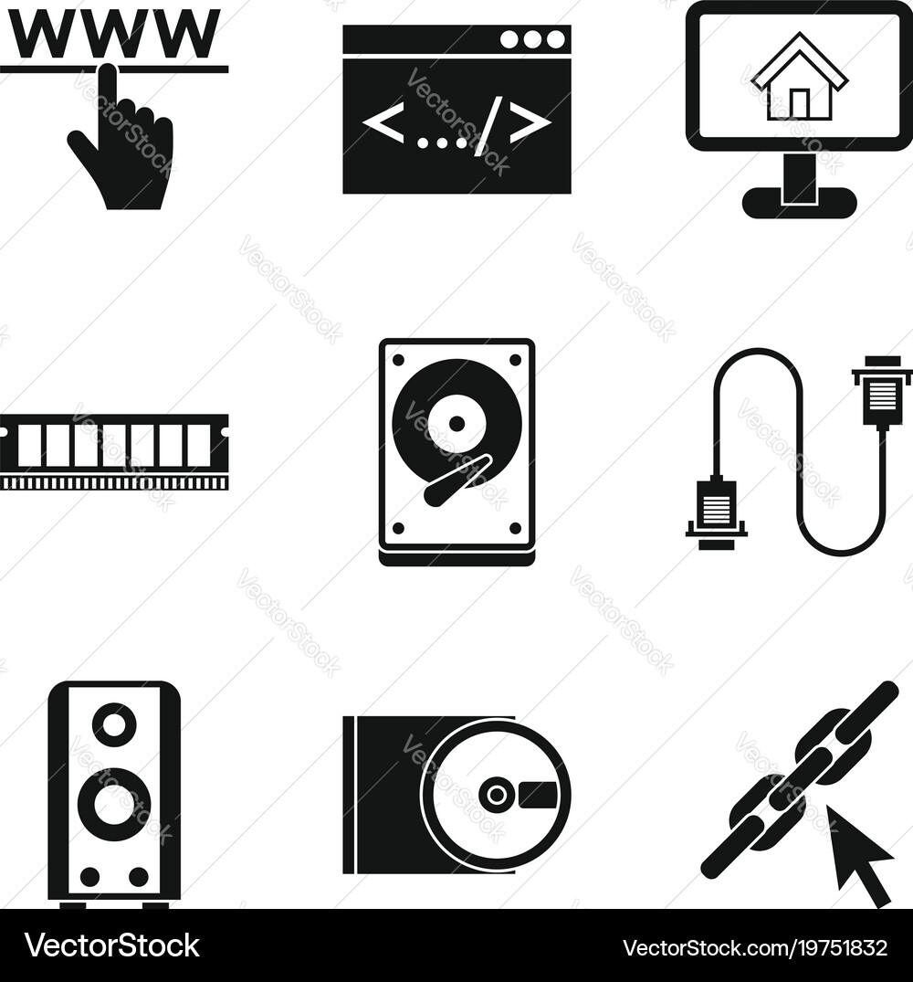 Global network icons set simple style Vector Image