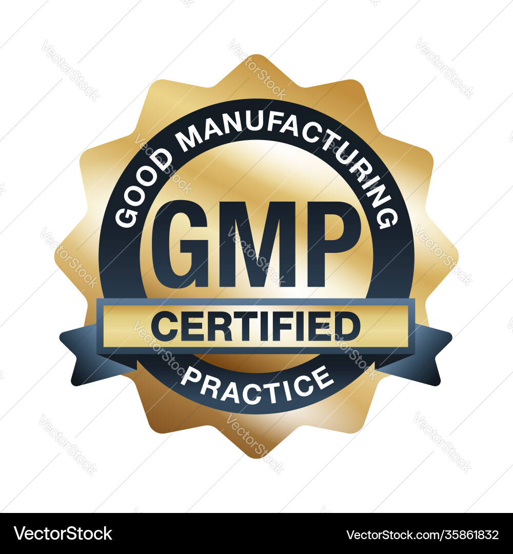 Gmp certified emblem good manufacturing practices Vector Image Gmp certified emblem good manufacturing practices Vector Image