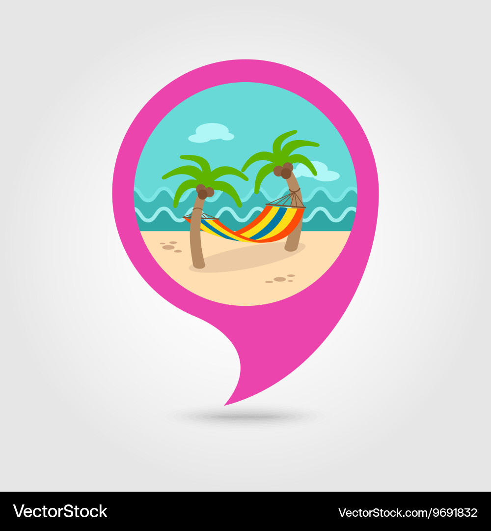 Hammock with palm trees on beach pin map icon Vector Image