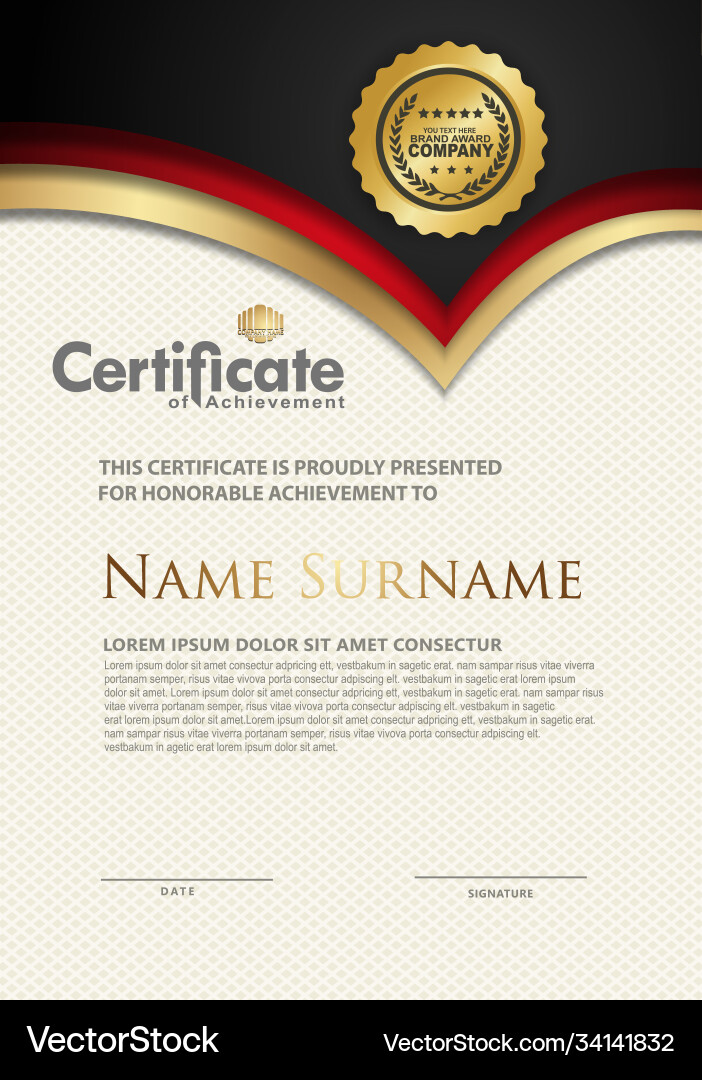 Luxurious vertical certificate template Vector Image