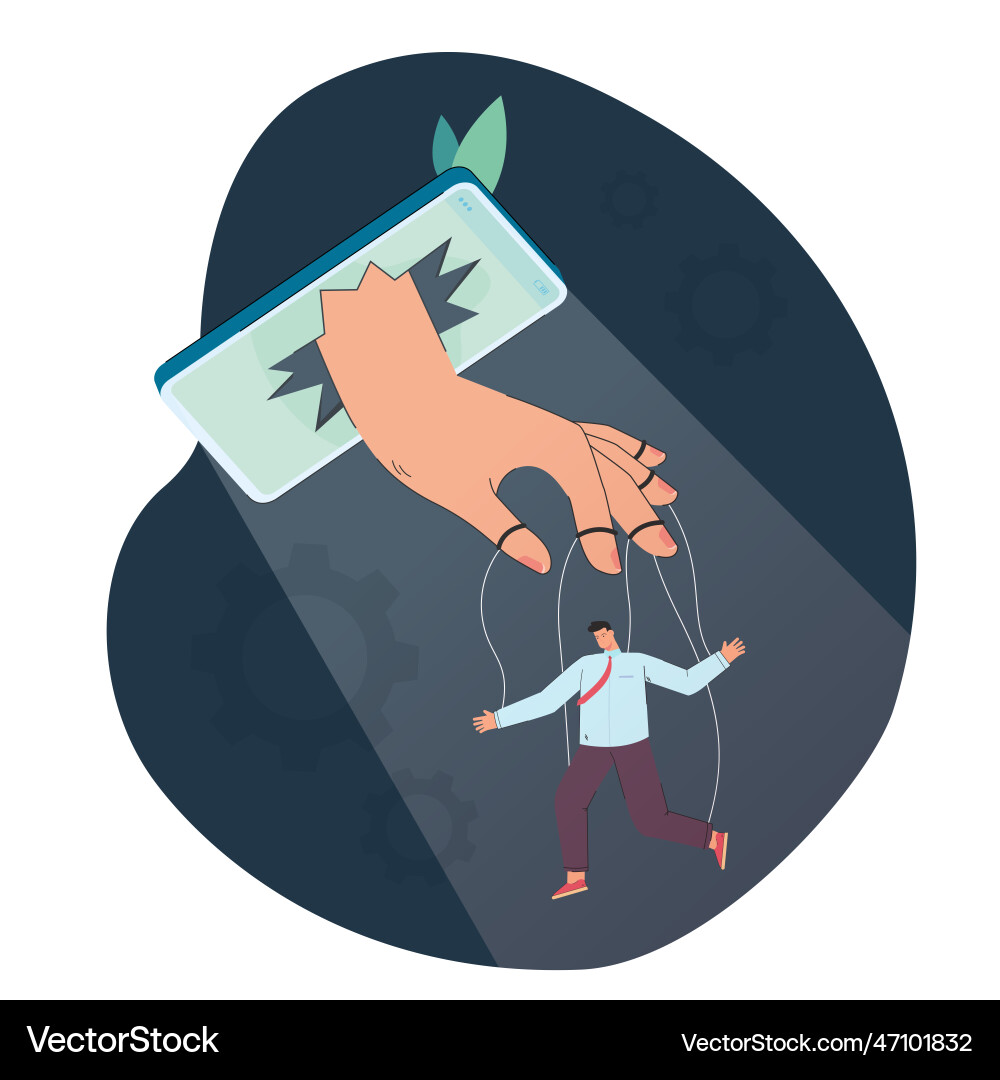 Man controlled by phone as puppet Vector Image