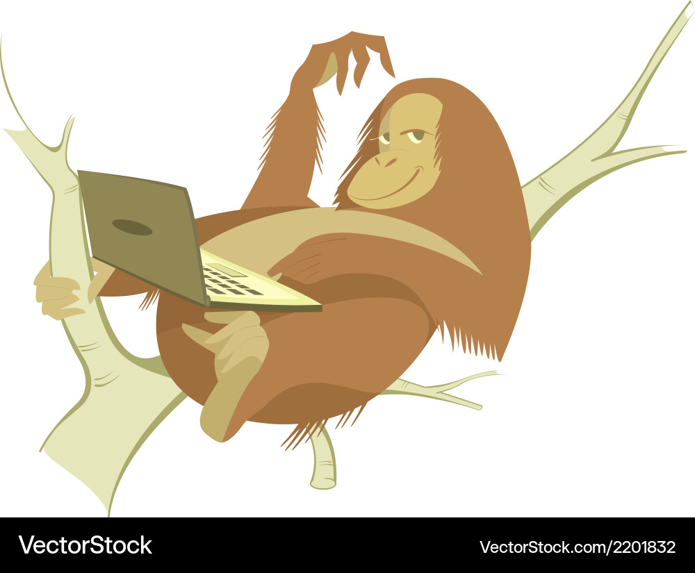 Monkey and computer vector image