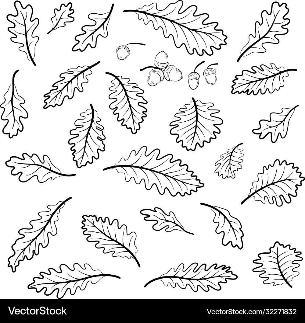 Oak leaves and acorns pictograms Oak leaves and acorns pictograms vector image