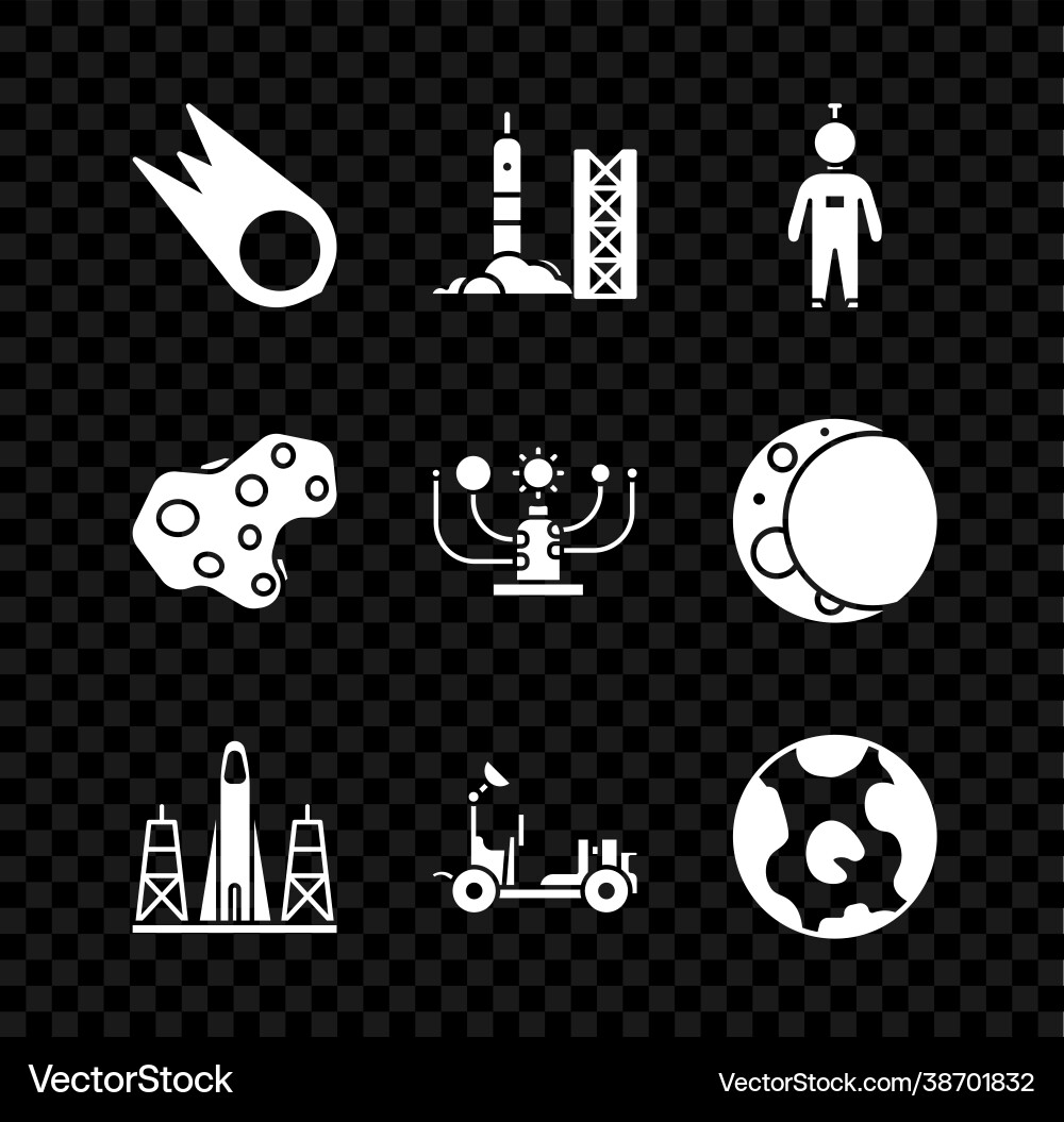 Set comet falling down fast rocket launch from Set comet falling down fast rocket launch from Vector Image