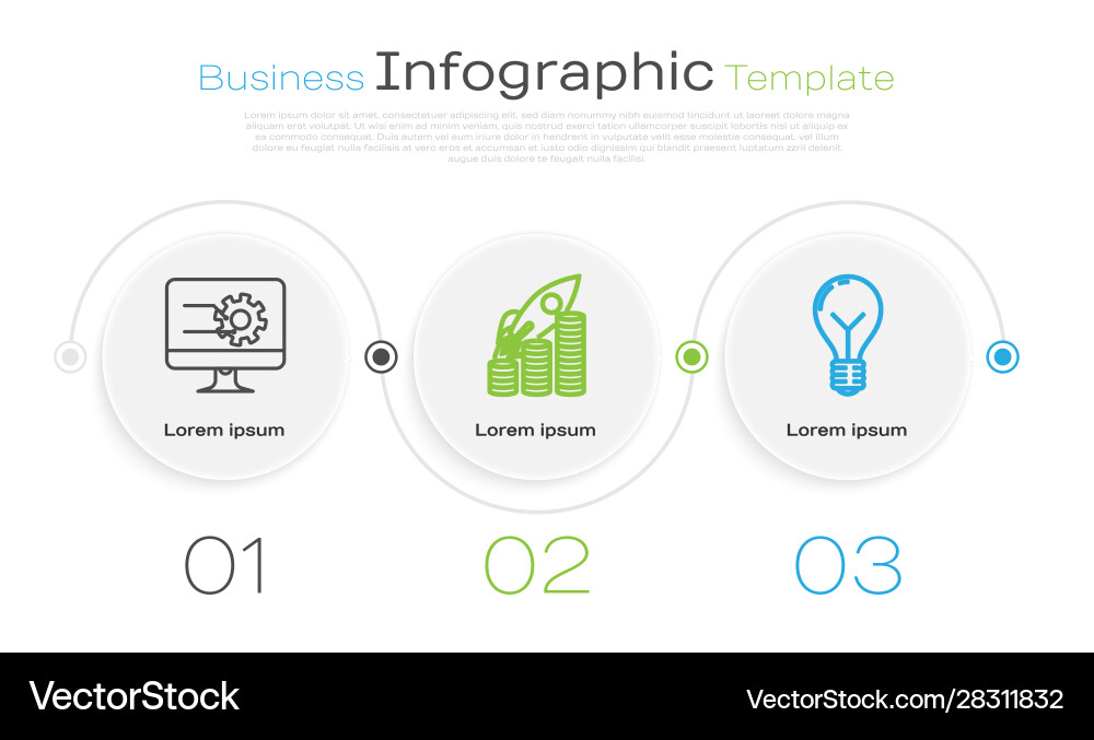 Set line computer monitor with graph chart rocket Set line computer monitor with graph chart rocket vector image